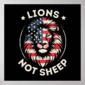 Poster Drapeau USA, LIONS ET NON MOUTONS (Devant)