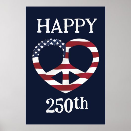 Poster Drapeau USA Paix Cœur (Devant)