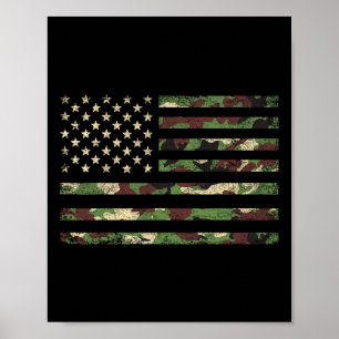 Poster Drapeau Usa Patriotique 4 Juillet Camo Drapeau Amé