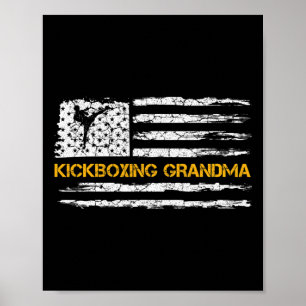 Poster Drapeau Usa Vintage Combattant De Mma Kickboxing G