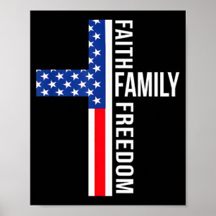 Poster Drapeau Usa Vintage Foi Famille Liberté Patriotiqu