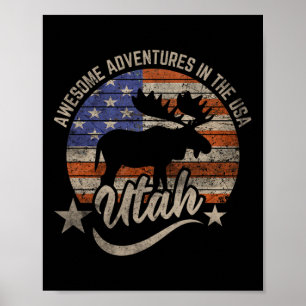 Poster Drapeau Utah Usa Salt Lake City Randonnée Camping