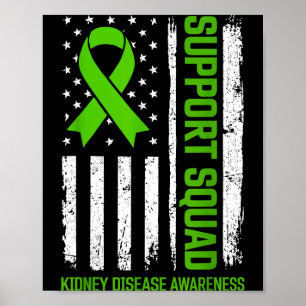 Poster Drapeau vert de sensibilisation à la maladie rénal