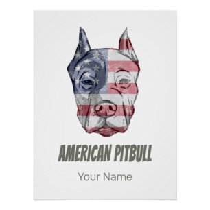Poster Drapeau Vintage américain Pitbull Terrier Bully Ch