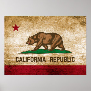 Poster Drapeau vintage de Californie