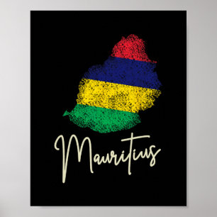 Poster Drapeau vintage de l'île Maurice Océan Indien Vaca