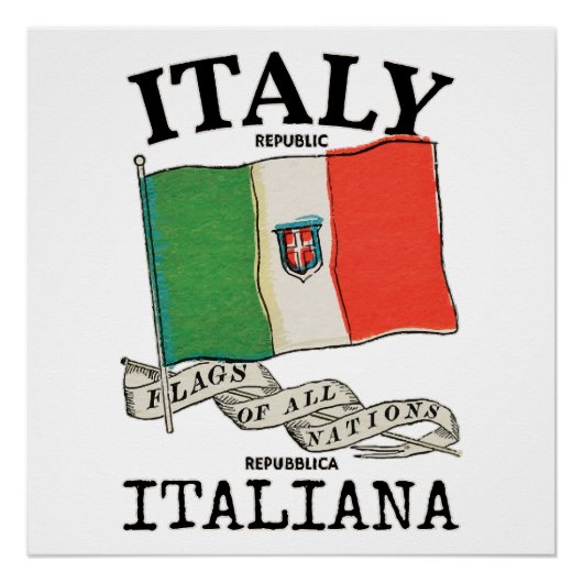 Poster Drapeau vintage du pays Italie (Devant)