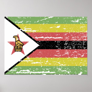 Poster Drapeau vintage du Zimbabwe