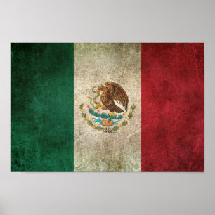 Poster Drapeau vintage en détresse du Mexique