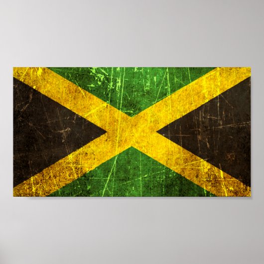 Poster Drapeau Vintage jamaïcain griffé et usé (Devant)