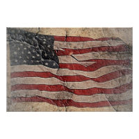 Drapeau vintage Patriotique USA sur mur de pierre