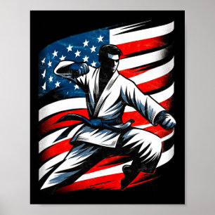 Poster Drapeau vintage Usa Distorsion Japonais Art Karate