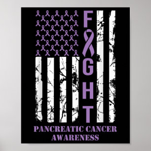 Poster Drapeau violet ribbon soutien cancer pancréatique