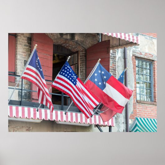 Poster Drapeaux américains Ligne La rue (Devant)