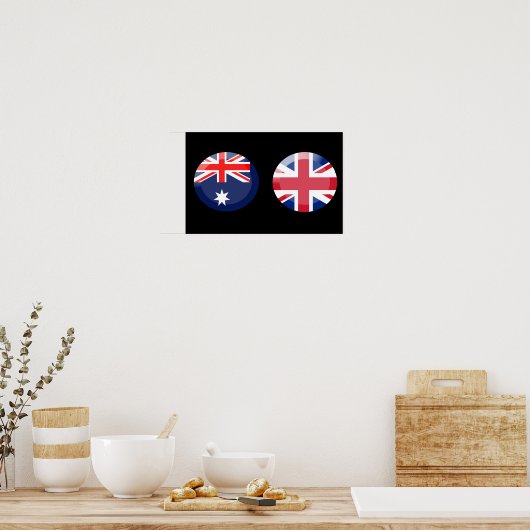Poster Drapeaux australiens et britanniques (Cuisine)