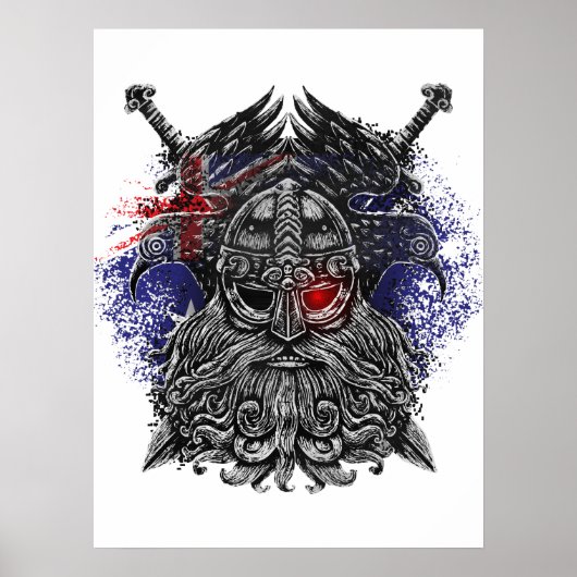 Poster Drapeaux australiens mythologie viking épées corbe (Devant)