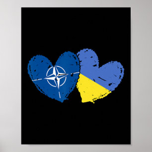 Poster Drapeaux Cœur Ukraine Otan Drapeau Double Ukrainie