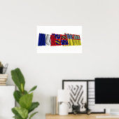 Poster Drapeaux Côte-d'Or, Bourgogne et France (Bureau à domicile)