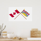 Poster Drapeaux croisés Canada et Colombie-Britannique (Cuisine)