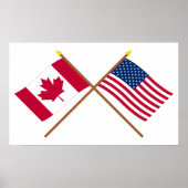 Poster Drapeaux croisés Canada et États-Unis (Devant)