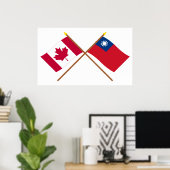 Poster Drapeaux croisés Canada et Taïwan (Bureau à domicile)