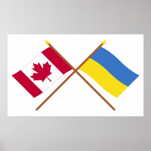 Poster Drapeaux croisés Canada et Ukraine