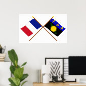 Poster Drapeaux croisés de France et de Guadeloupe (Bureau à domicile)