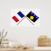 Poster Drapeaux croisés de France et de Guadeloupe (Cuisine)