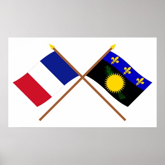 Poster Drapeaux croisés de France et de Guadeloupe (Devant)