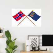 Poster Drapeaux croisés de Norvège et d'Oslo (Bureau à domicile)