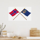 Poster Drapeaux croisés de Norvège et d'Oslo (Cuisine)