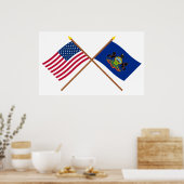 Poster Drapeaux croisés des États-Unis et de la Pennsylva (Cuisine)