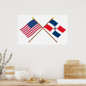 Poster Drapeaux croisés des États-Unis et de la Républiqu (Cuisine)