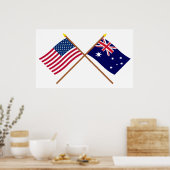 Poster Drapeaux croisés des États-Unis et de l'Australie (Cuisine)