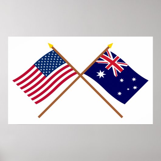 Poster Drapeaux croisés des États-Unis et de l'Australie (Devant)