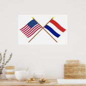 Poster Drapeaux croisés des États-Unis et de Pays-Bas (Cuisine)