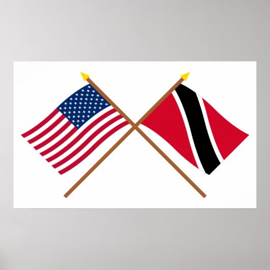Poster Drapeaux croisés des États-Unis et de Trinité-et-T (Devant)