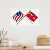 Poster Drapeaux croisés des États-Unis et des Bermudes (Cuisine)