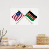 Poster Drapeaux croisés des États-Unis et du Kenya (Cuisine)