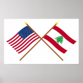 Poster Drapeaux croisés des États-Unis et du Liban (Devant)