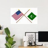 Poster Drapeaux croisés des États-Unis et du Pakistan (Bureau à domicile)