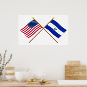Poster Drapeaux croisés des États-Unis et du Salvador (Cuisine)