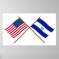 Drapeaux croisés des États-Unis et du Salvador
