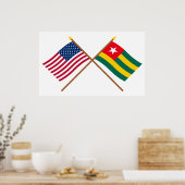 Poster Drapeaux croisés des États-Unis et du Togo (Cuisine)