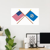 Poster Drapeaux croisés des Mariannes des États-Unis et d (Bureau à domicile)