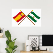 Poster Drapeaux croisés d'Espagne et d'Andalousie (Bureau à domicile)