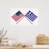 Poster Drapeaux croisés États-Unis et Grèce (Cuisine)