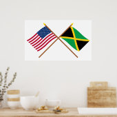 Poster Drapeaux croisés États-Unis et Jamaïque (Cuisine)