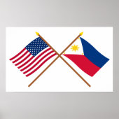 Poster Drapeaux croisés États-Unis et Philippines (Devant)