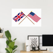 Poster Drapeaux croisés Royaume-Uni et États-Unis (Bureau à domicile)